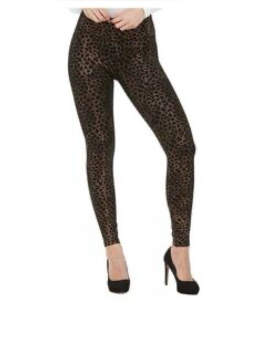Nygard Slims Black Leggings with metallic cheetah print size 18 20